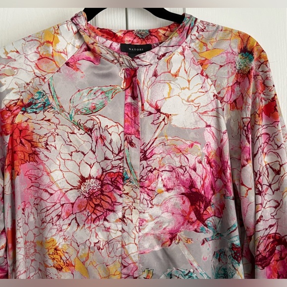 NATORI WOMENS LOUNGEWEAR, PINK MULTICOLORED FLORAL, size large
, - Picture 2 of 10